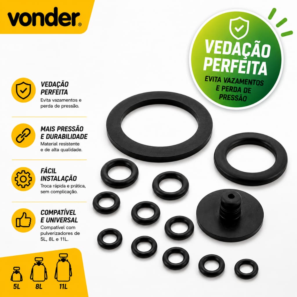 Kit Reparo Borrachas Anéis pulverizador Vonder 5 8 11 Litros Wap Palisad Starfer Hammer Superagri Importway Thorxx