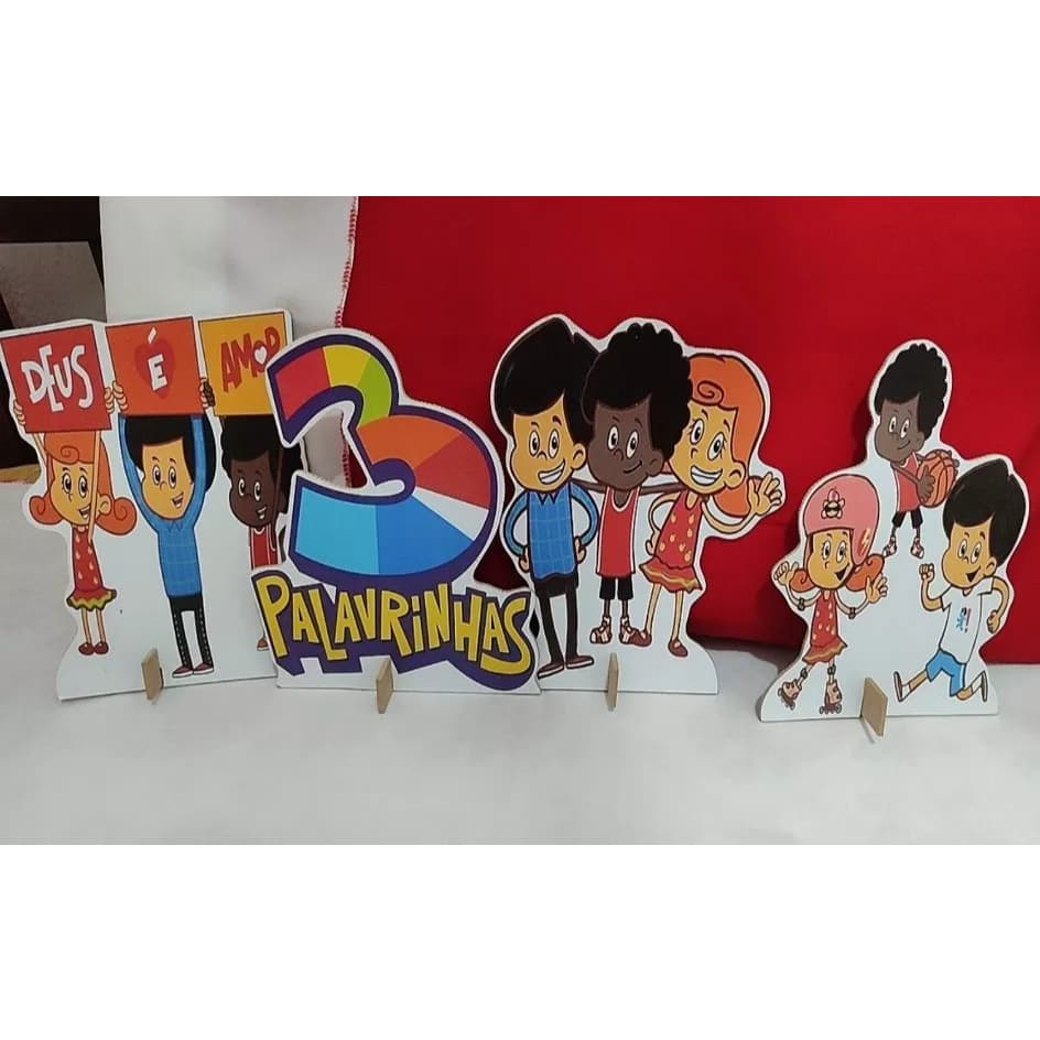 kit 4 displays de mdf de 20cm  palavrinhas