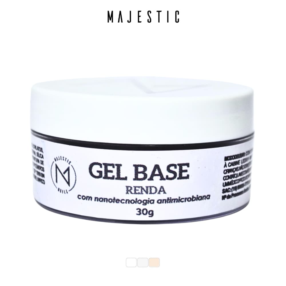 GEL BASE (Cover Clear Branco renda) 30g Alongamento Majestic Nails