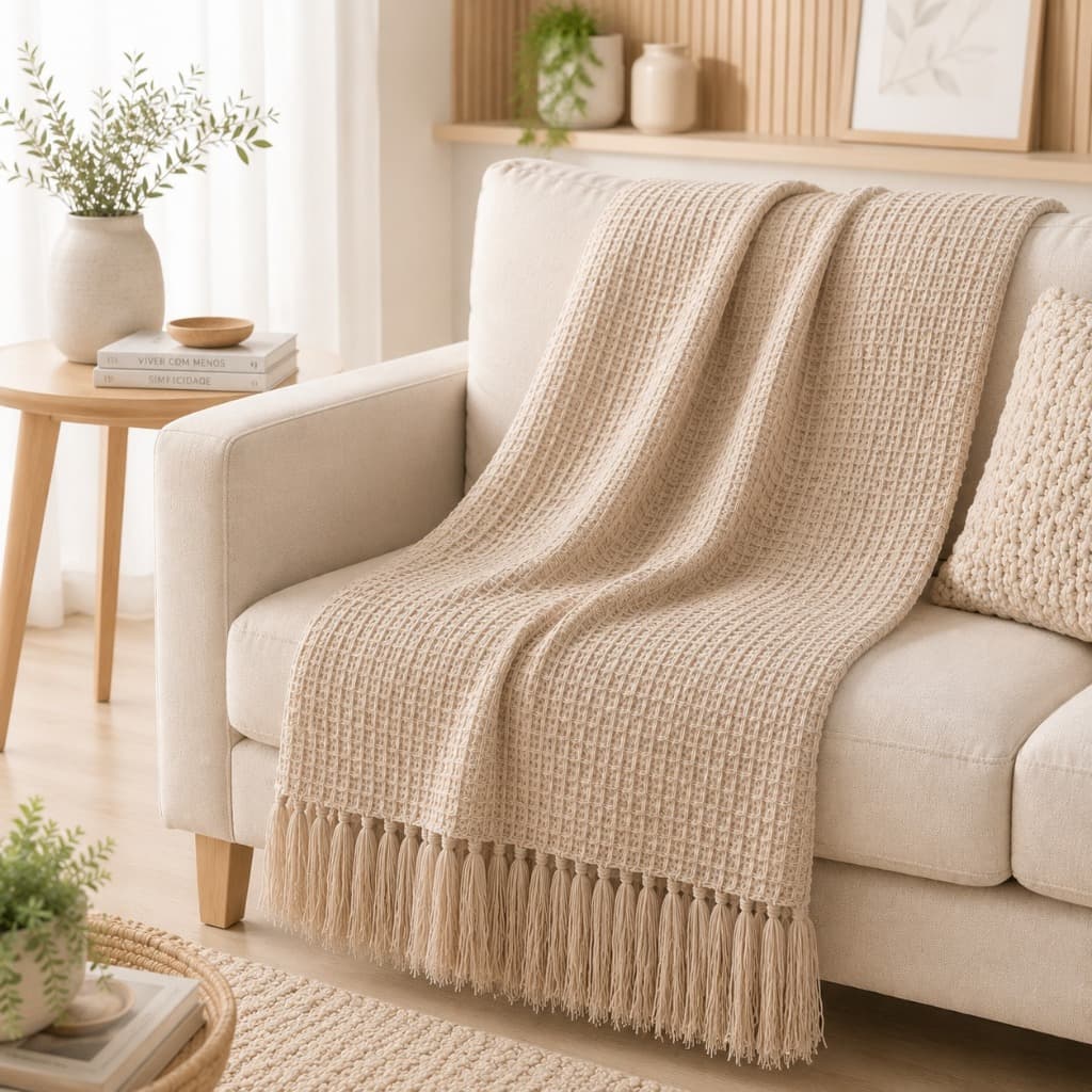 Manta Sofá VARIOS TAMANHOS — Luxo Premium, Fibra, Algodão Para Cama, Decoração e Conforto
