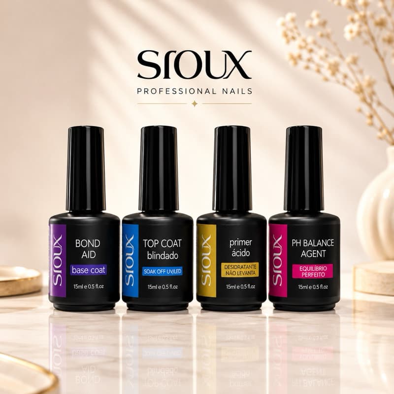 Preparadores para Unhas Sioux | Primer, Bond Aid, Ultrabond, PH Balance e Top Coat Sioux Profissional