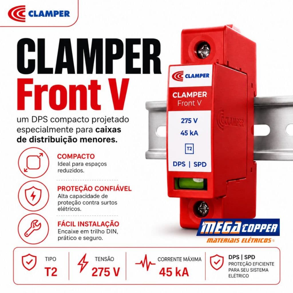 Protetor DPS Clamper 45KA 275V Monopolar - Contra Surtos Elétricos Residêncial Comercial Industrial