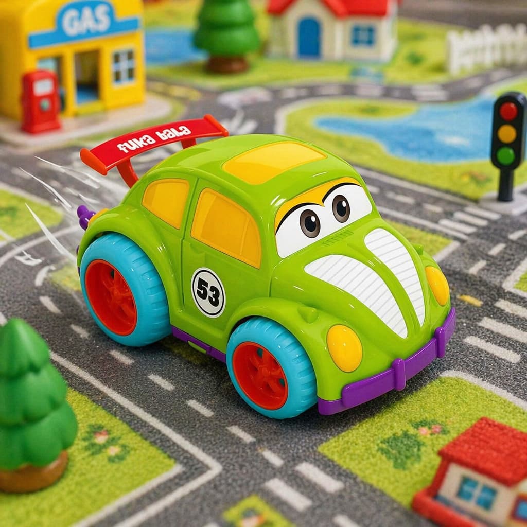 Carrinho De Brinquedo Fuka Bala Equipado Old Car Baby Na Solapa Colorido