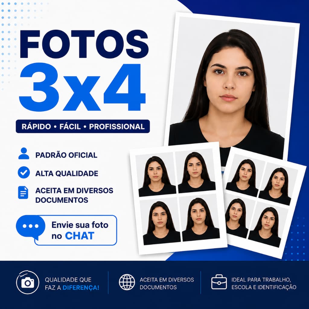 KIT 10 FOTOS 3X4 PERSONALIZADA - FOTOS IGUAIS COM FUNDO BRANCO - ENVIO RÁPIDO