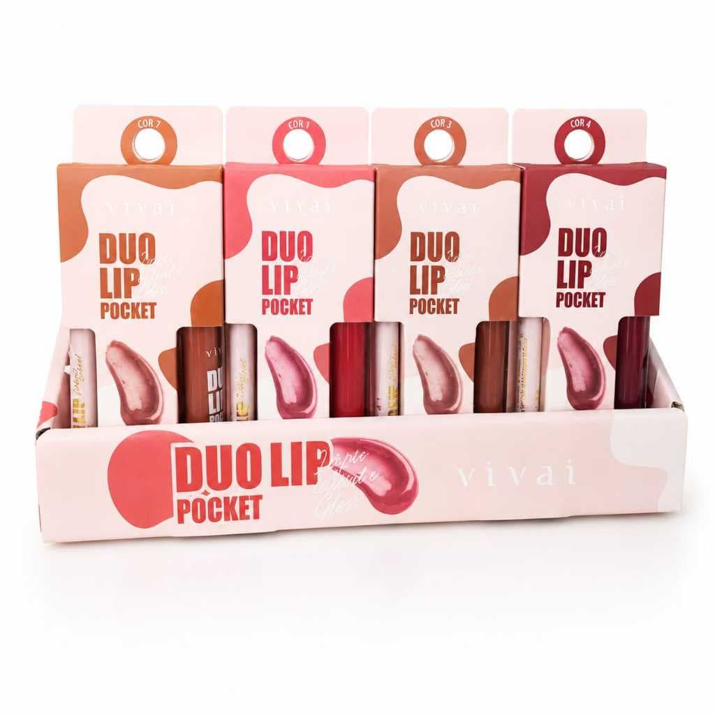 BOX/24 Vivai Batom  Duo Lip Pocket Vivai - Alta Cobertura e Duração, 4 Cores Vibrant