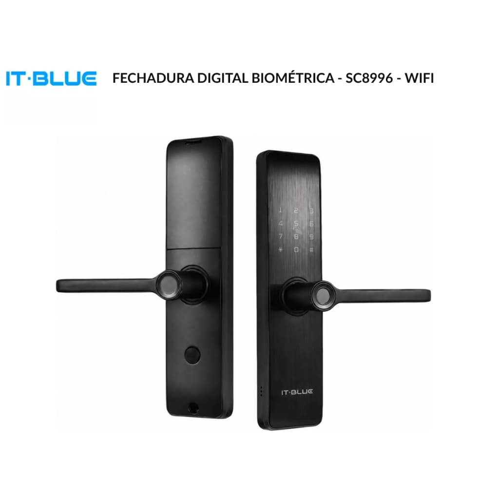Fechadura Digital Biométrica SC8996 WiFi | Impressão Digital | Senha Cartão App Tuya