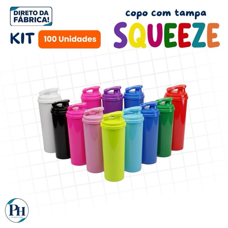 KIT 100 COPOS LONG DRINK 330ML COM TAMPA SQUEEZE | FESTAS, EVENTOS E LEMBRANCINHAS