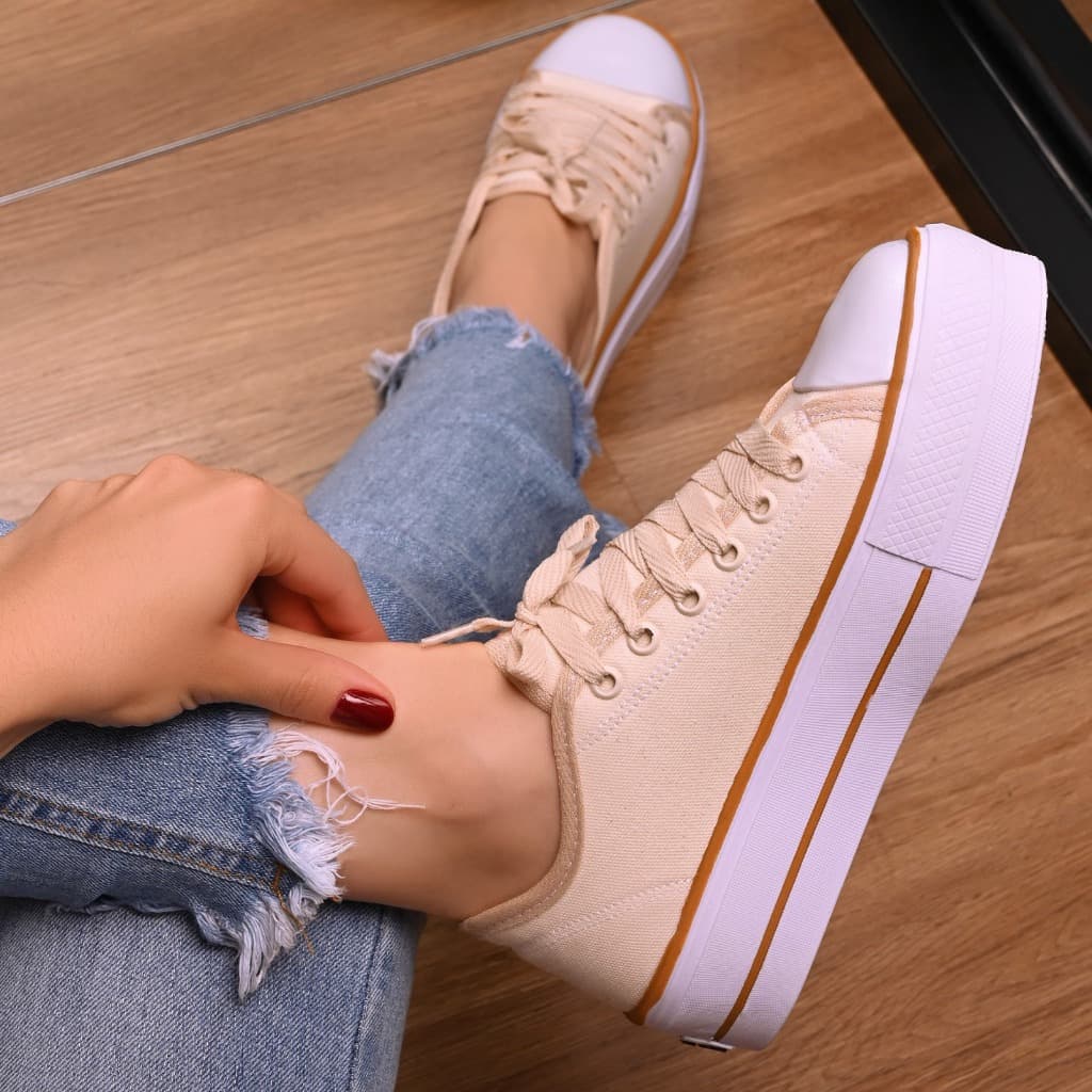 Tênis Plataforma Feminino Couro ou Tecido Casual Clássico Retrô Dia a Dia
