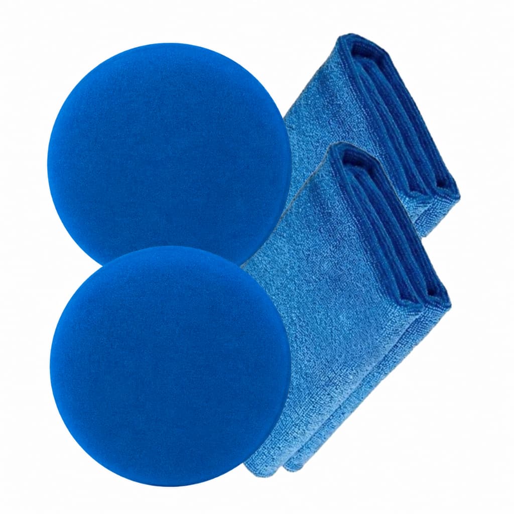 Kit 2 Aplicadores Espuma Automotivos Ceras Selantes Aplicações Vonixx/kers + 2 Toalhas Microfibra