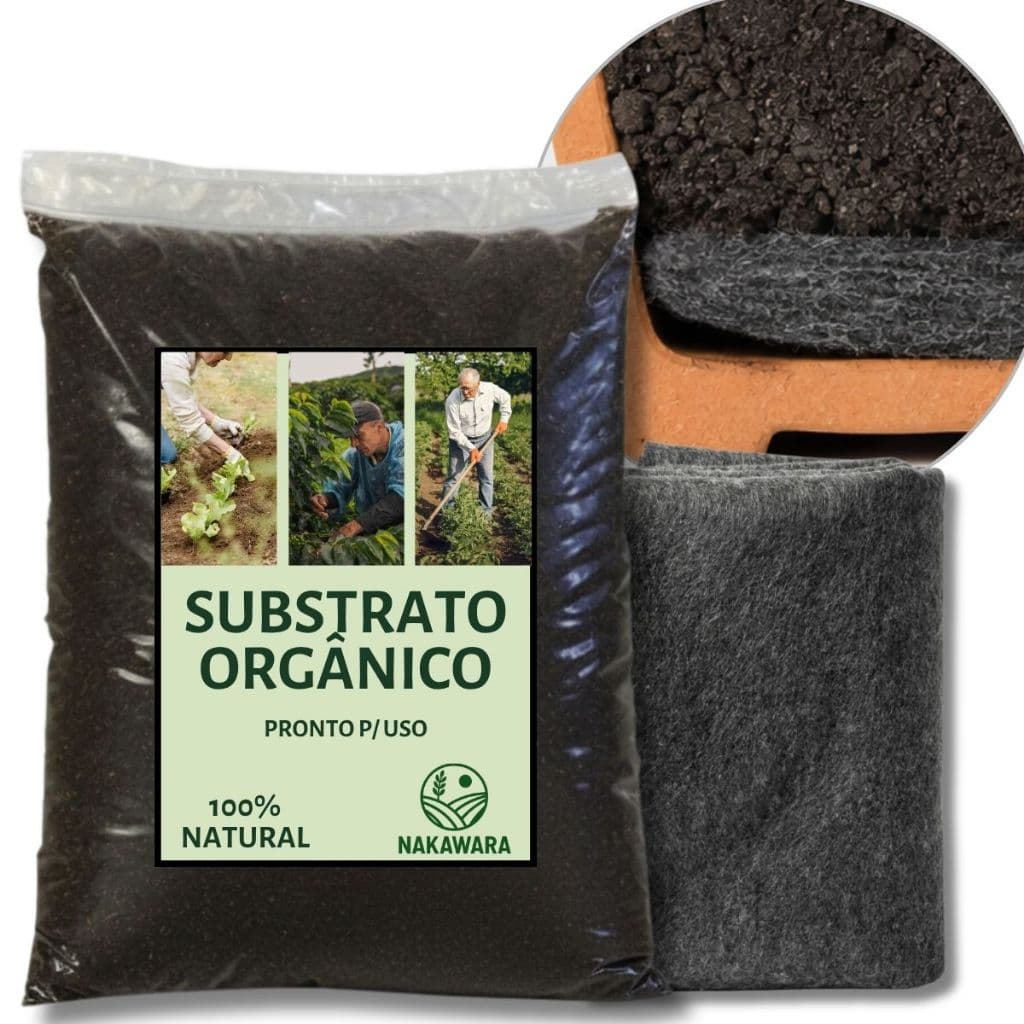 Kit Substrato Orgânico + Manta Drenagem Para Vasos Jardineiras Plantas Horta Jardim Terra Adubada