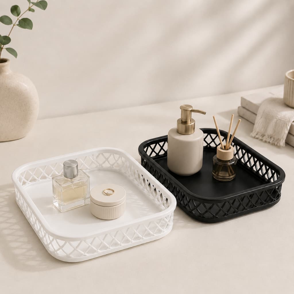 Bandeja Organizadora Decorativa Retangular Vazado para Banheiro Lavabo Penteadeira Cozinha