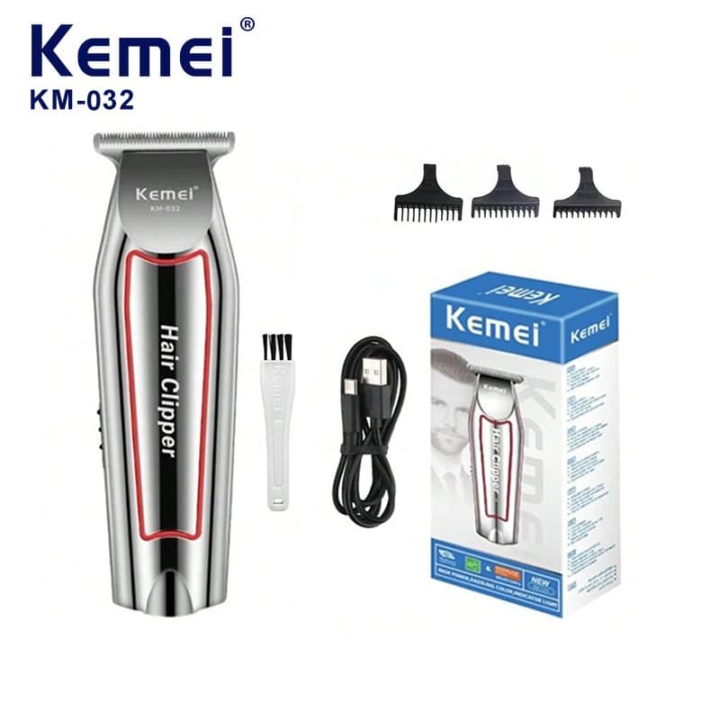 Kemei KM-032-USB Máquina De Acabamento Profissional Sem Fio Barbeador (Versão Premium USB 5W)