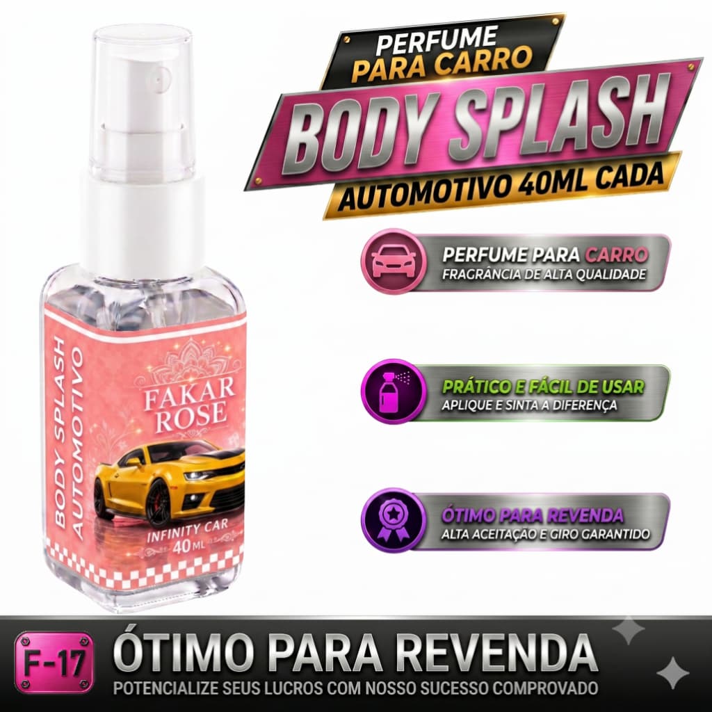 Body Splash Fakar Rose Automotivo 40ml Cheirinho de Carro Spray Perfume Para Carro Longa Duração