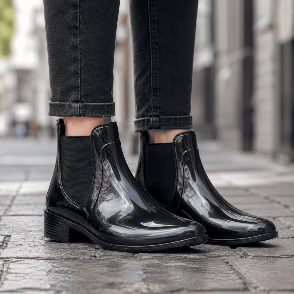 Bota Borracha Galocha Impermeavel Com Elastico Sapato Feminina Galocha Coturno Plataforma Impermeável Inverno