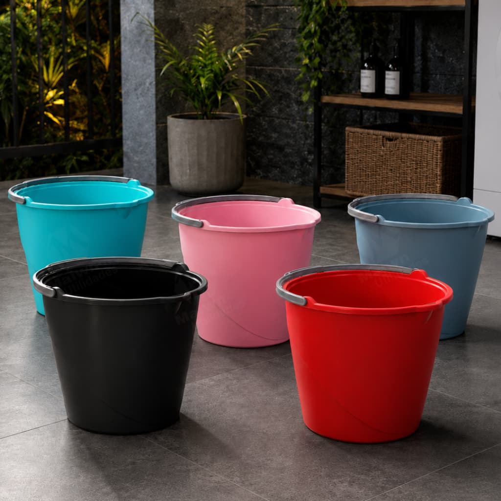 Kit Balde Plásticos com Alça 8 Litros Multiuso Alta Resistência Ideais para Limpeza Casa