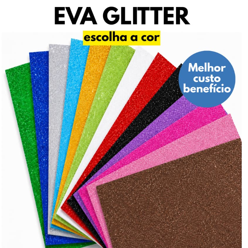 Kit 5 - 3 Placas De EVA com Glitter 40x60 Vighs Escolha a cor. Tamanho maior