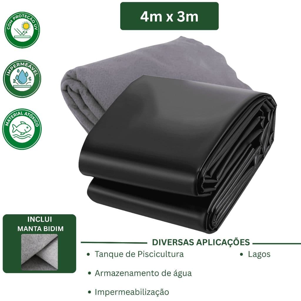 Geomembrana 500 Micras + Manta Bidim - 4x3 Criação Peixe