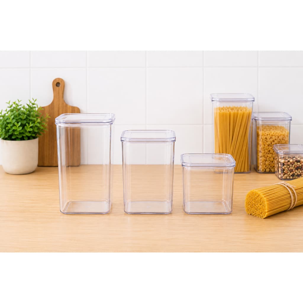 Kit Potes Herméticos Organizador de Mantimentos Transparente Com Trava BPA Free