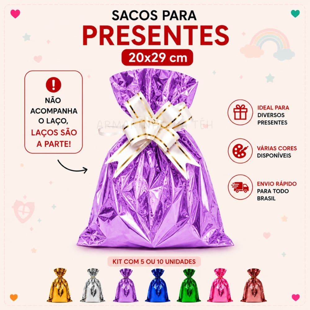 Kit Com 5 Ou 10 Unidades De Saco/embalagem de presente 20CM X 29CM