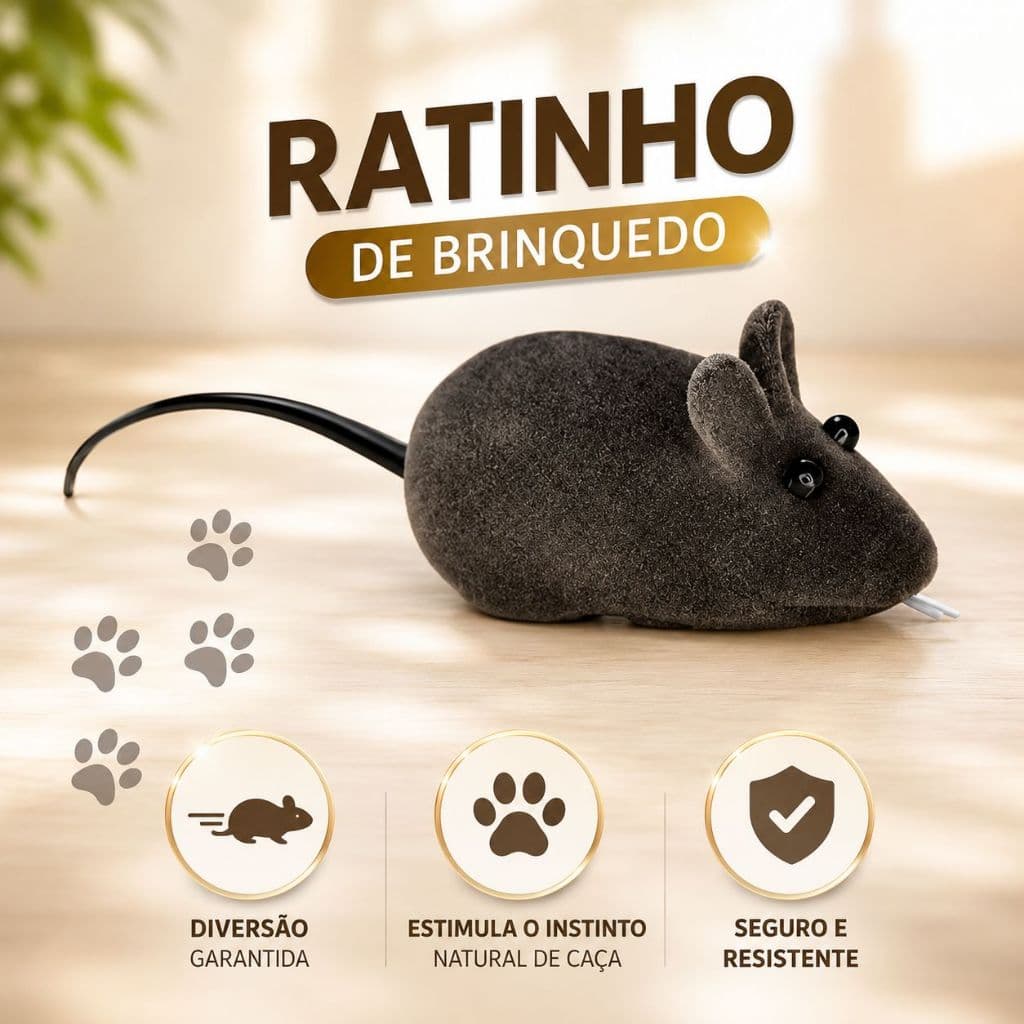 Brinquedo para Gato Ratinho Cinza com Cauda