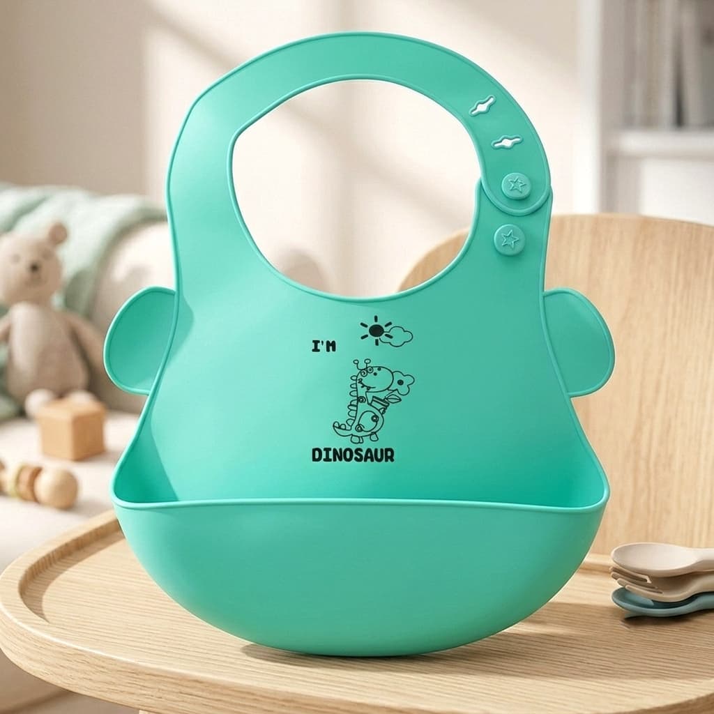 Babador Infantil De Silicone com Papa Migalhas Macio Bebês Com Pega Migalhas Livre Bpa