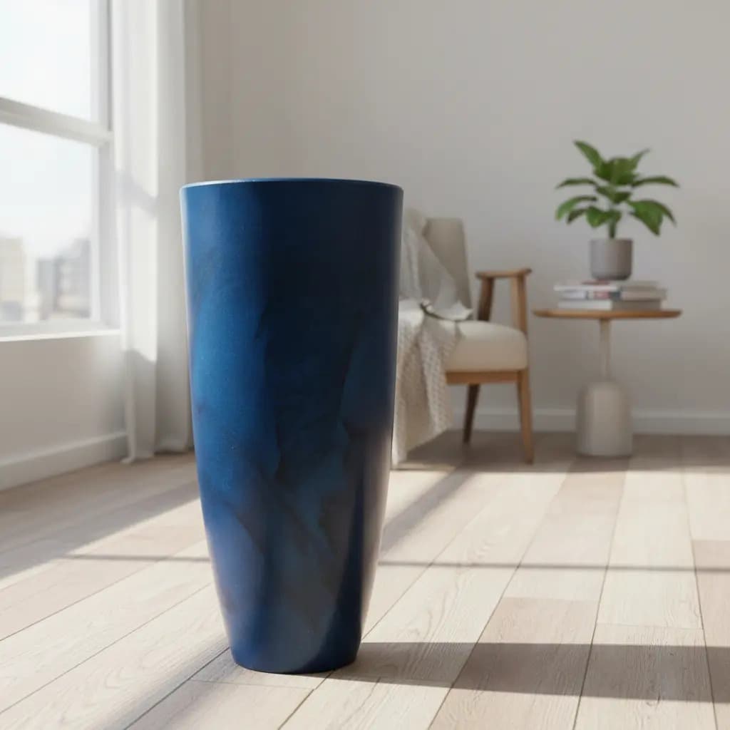 Vaso Luxo Planta Sala Coluna Ibiza Cone G Decorativo Liso Com Prato