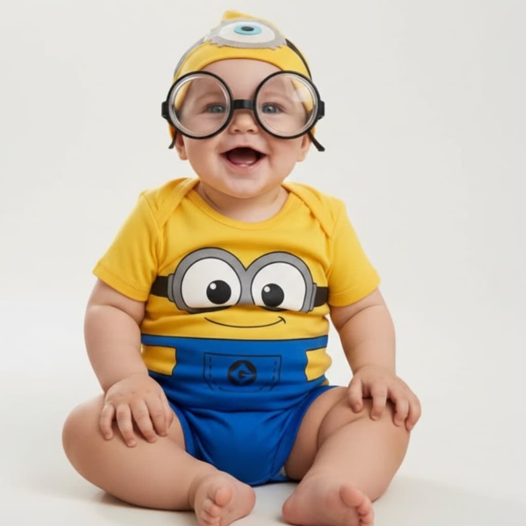 Body Bebê Infantil Mêsversário Temático Minions Para Menino E Menina Super Confortável Linha Premium 100% Algodão