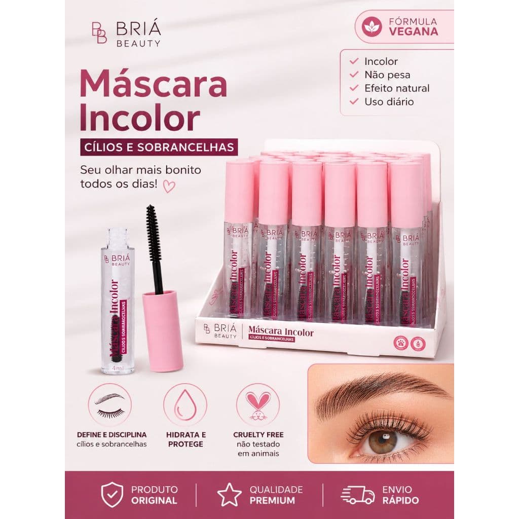 Máscara Incolor para Cílios e Sobrancelhas Bría Beauty 4ml