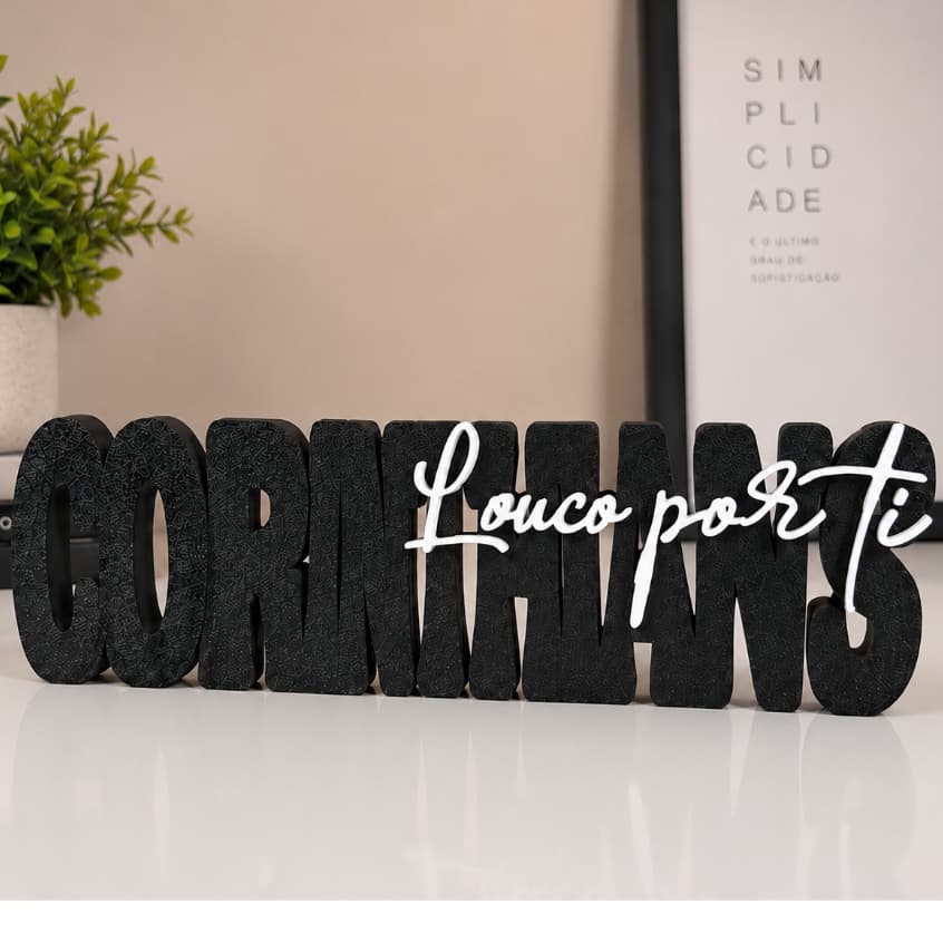 Letreiro Corinthians Louco Por Ti Decorativo
