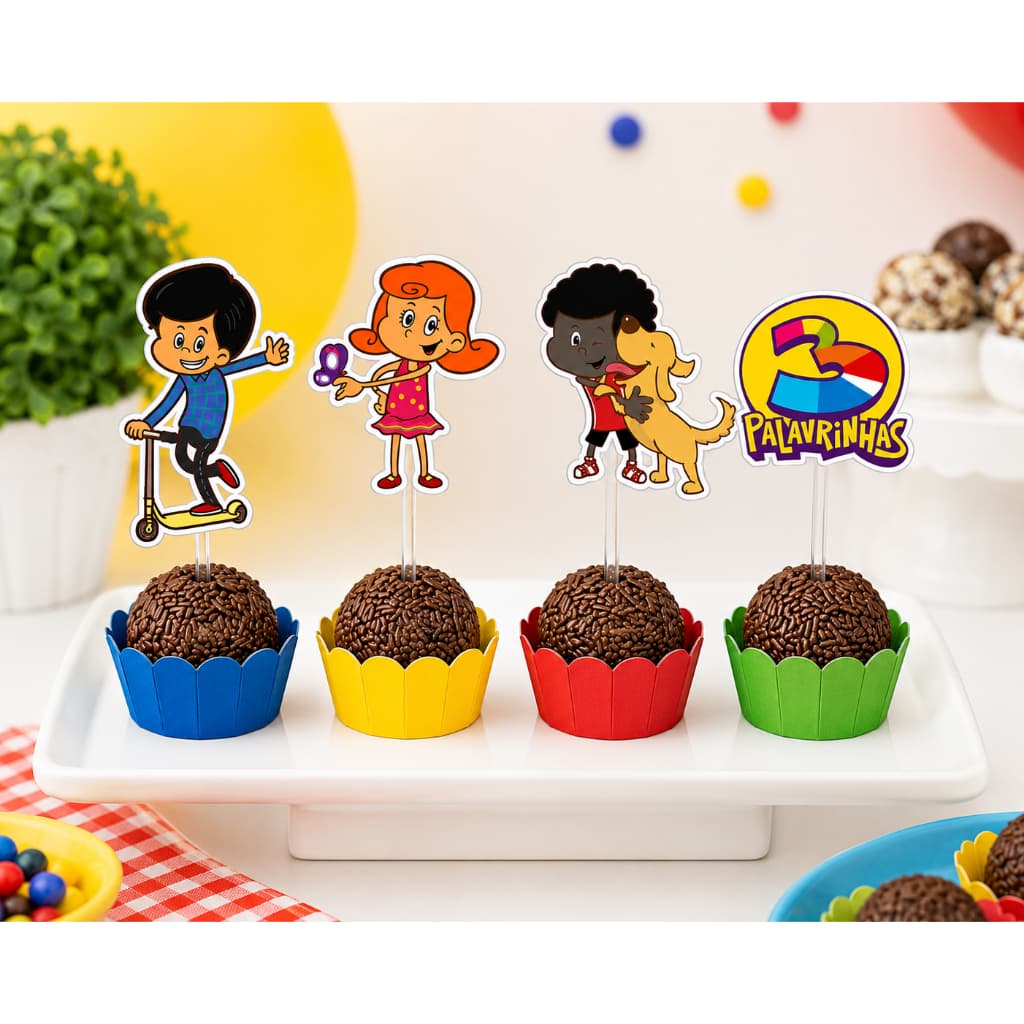 Topper para docinhos 3 Palavrinhas Topo de Docinho 3 Palavrinhas - Alto Brilho