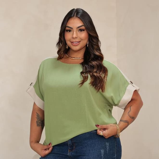 Blusa Plus Size Feminina Viscolinho Soltinha Elegante Manga Japonesa G1 G2 G3