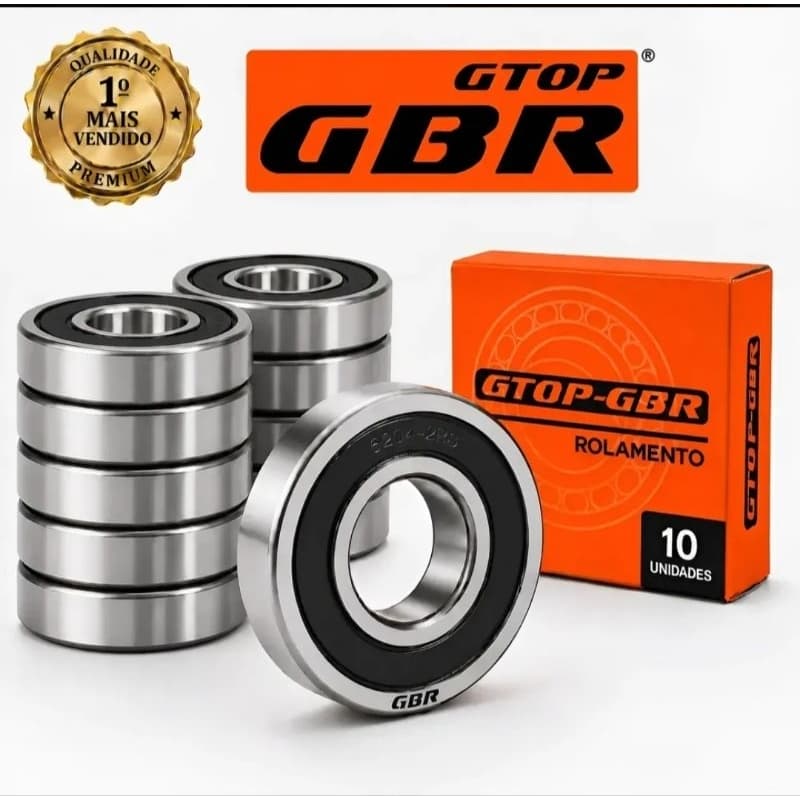 kit 10 rolamento 6204 2rs gbr automotivo industrial