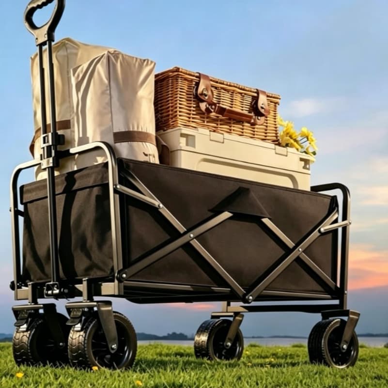 Carrinho Multiuso Para Camping Até 100kg Dobrável Camping Pesca Compras