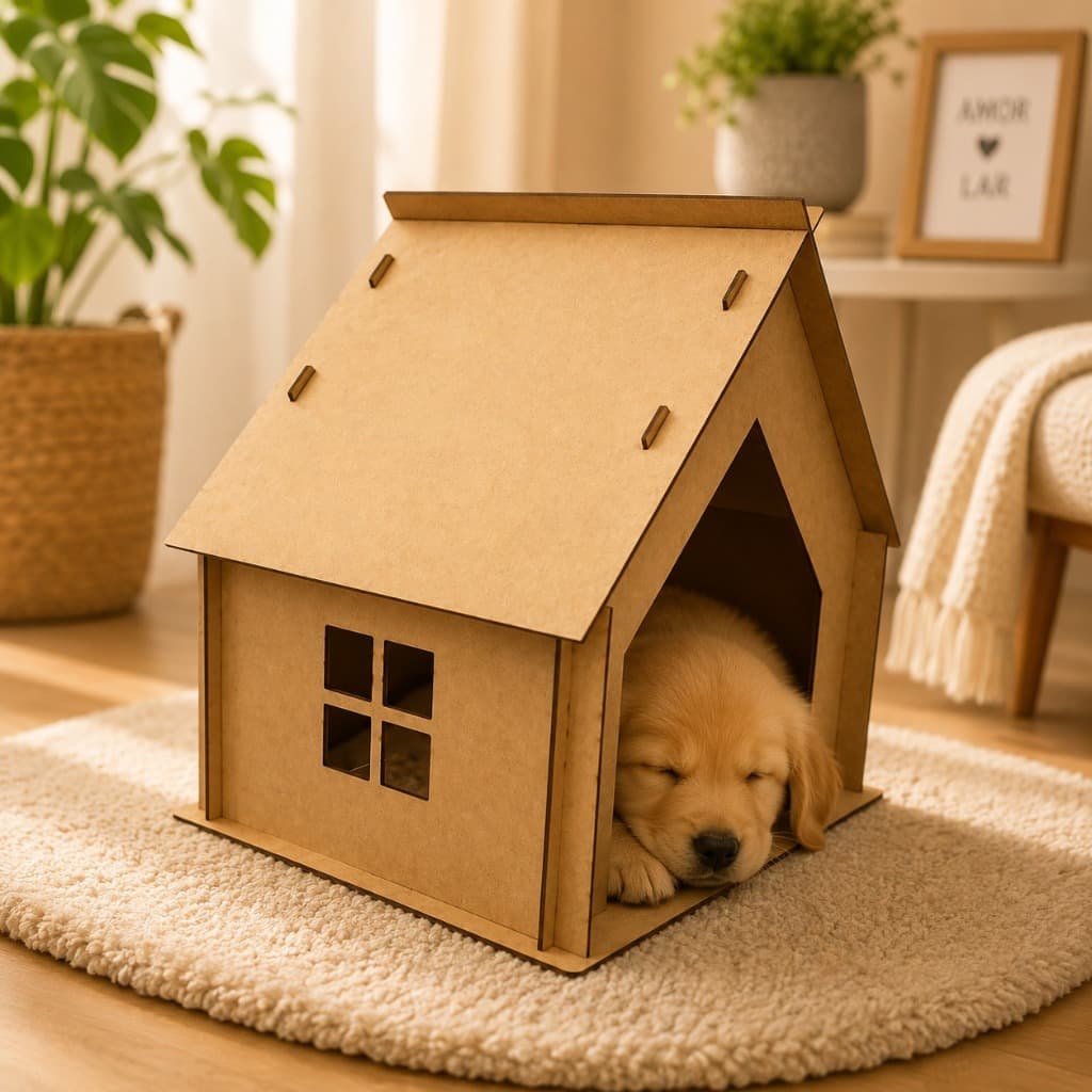 Casinha de Cachorro em MDF para Cães Pequenos e Gatos Casa Pet Toca Confortável Decorativa