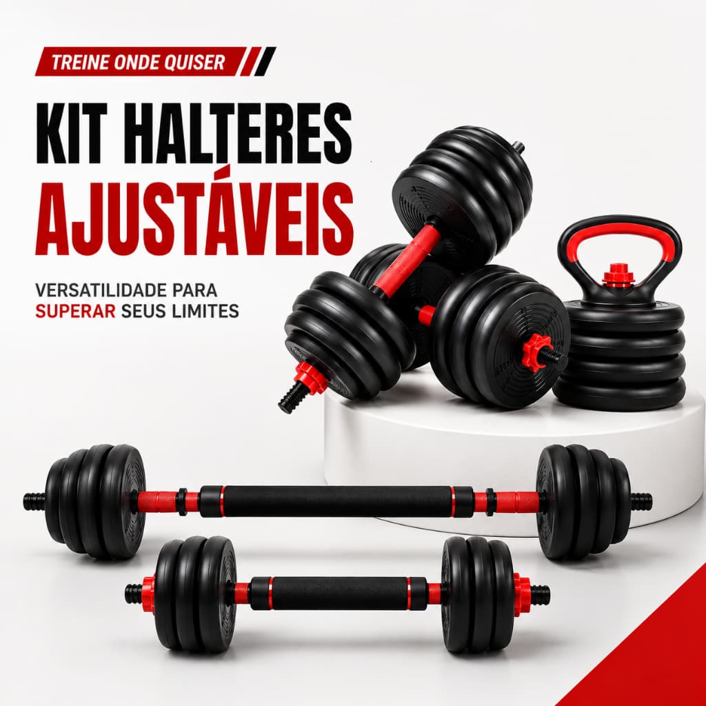 20kg Halteres Barra Kettlebell 6 em 1 Peso Musculação treino em casa Equipamento Fitness