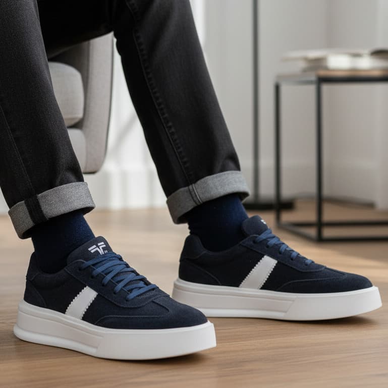 Tênis Masculino Urbano de Camurça Estilo Streetwear Casual Moderno Da Moda