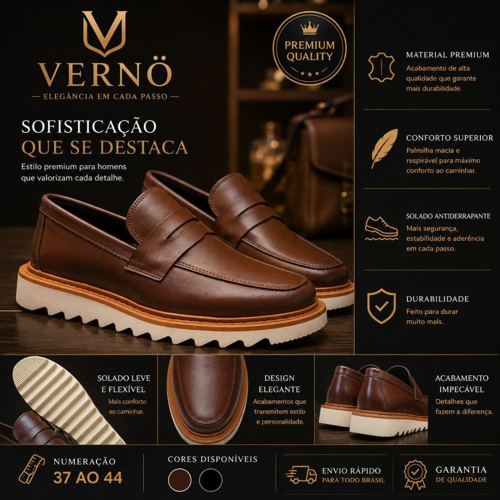 Mocassim Masculino Casual Sapato Social Premium Sola Tratorado Elegante Calce Fácil Confortável