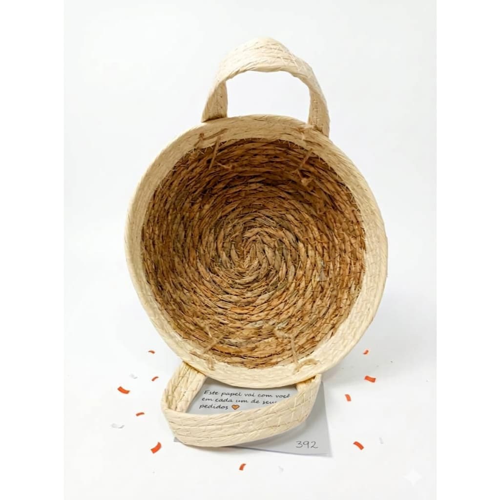 Kit 3 Cestos Organizadores De Palha Natural  Com Alça De Papel Decoração CACHEPÔ