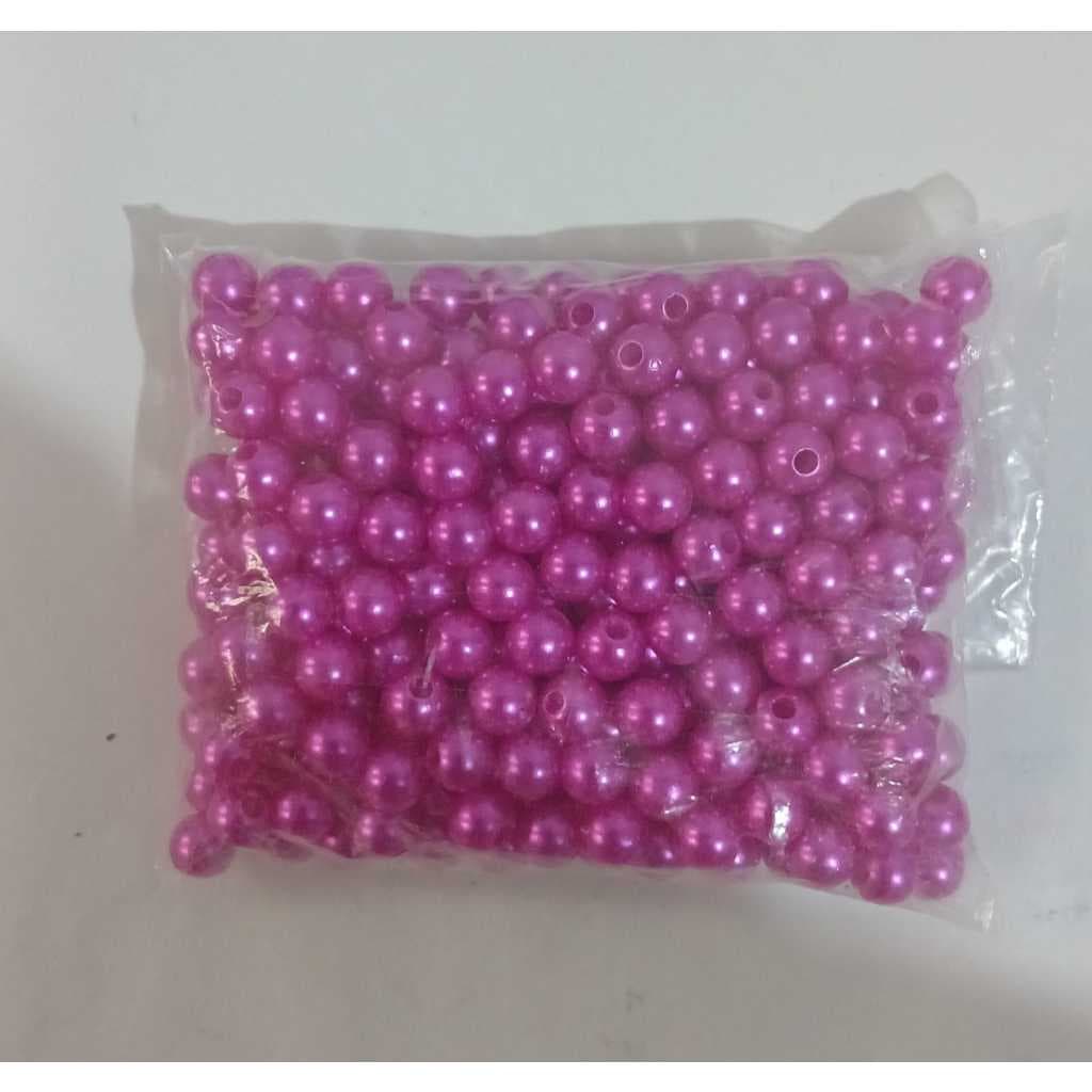 Pérola ABS inteira redonda com furo passante ABS 8 mm Pink
