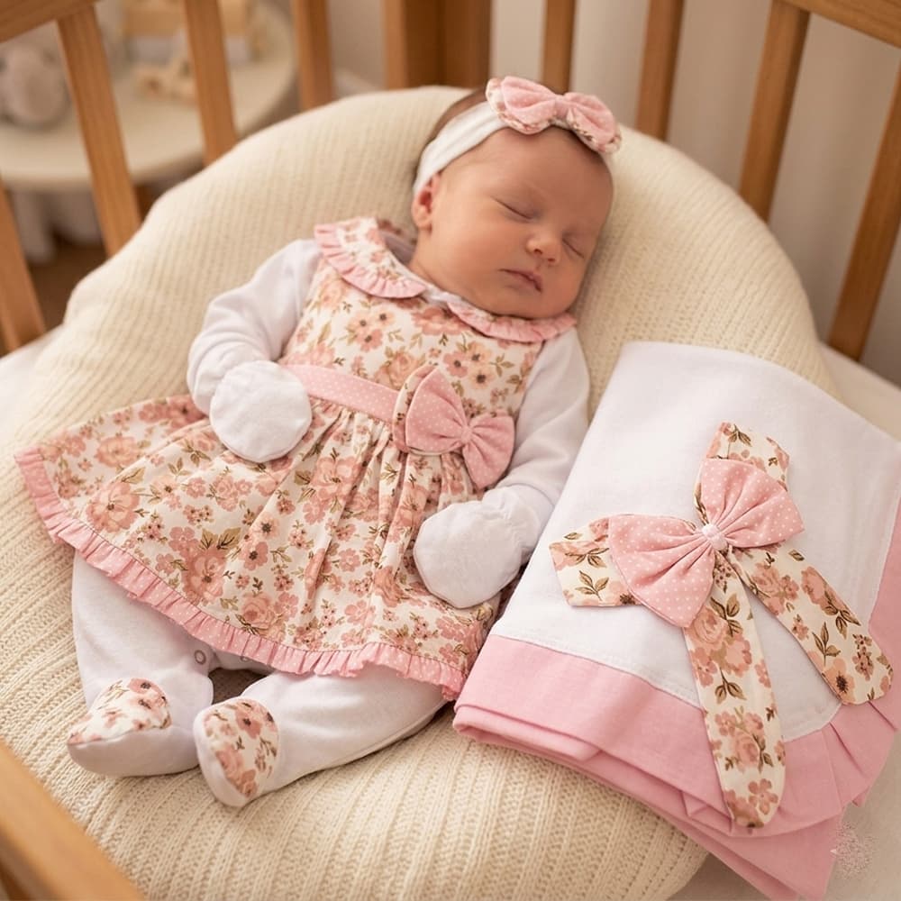 Saída de Maternidade Conjunto Completo Menina Lindinha 05 Peças