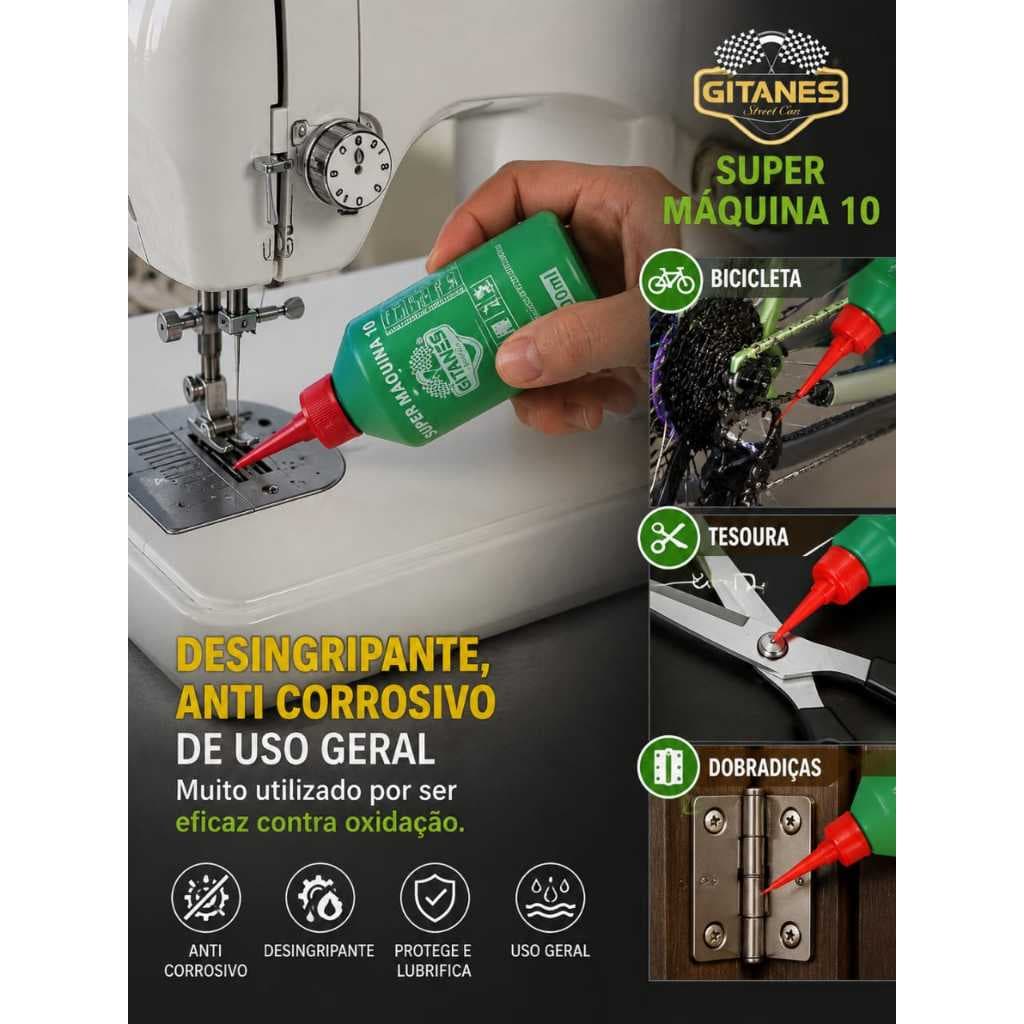 Óleo De Máquina Singer Gitanes 100 ML Multi Uso - Lubrificante de Máquina de Costura , Fechadura, Corrente de bicicleta