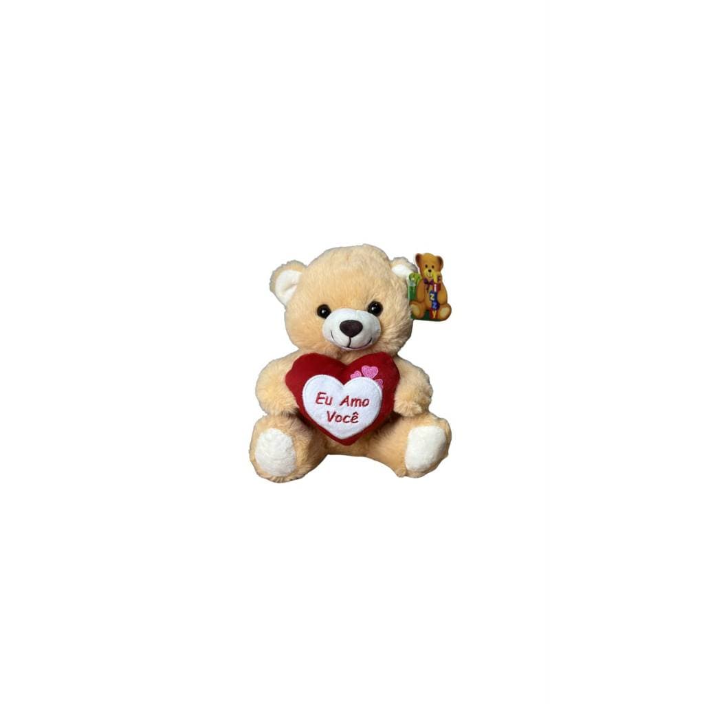 Urso de Pelucia Coração 20 Centimetros - Creme