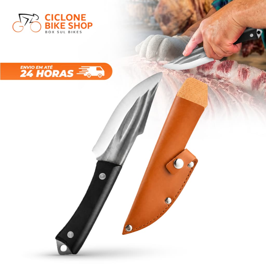 Faca de Desossa Profissional Forjada Artesanal com Bainha Ideal para Churrasco e Preparos Na Cozinha