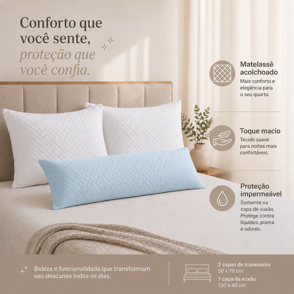 Kit 2 Fronhas para Travesseiro + 1 Capa de Xuxão Matelados