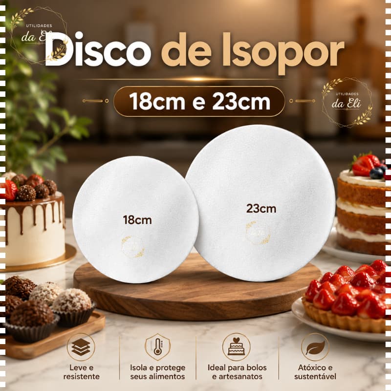 Disco de Isopor Descartável para Bolo, Pizza, Frios 10 Unidades