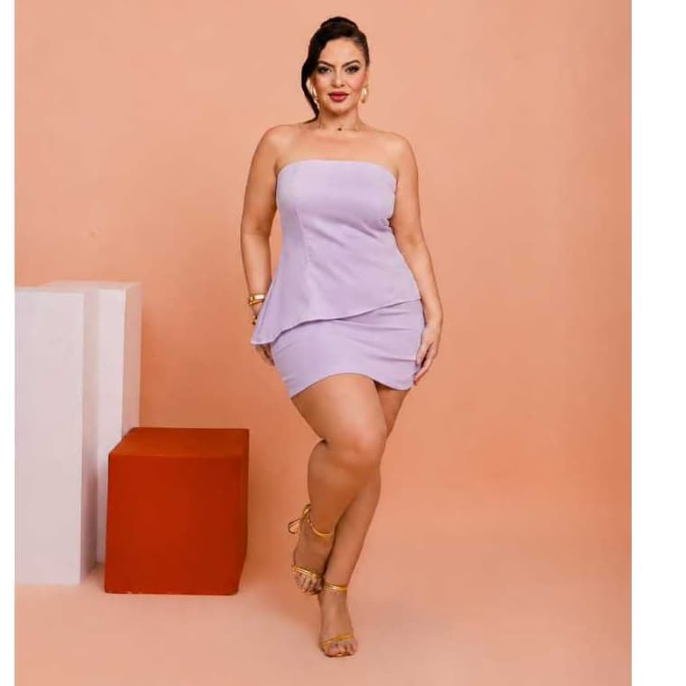 Conjunto Feminino Tomara que Caia com Saia Curta e Amarração nas Costas – Elegante, Moderno, Moda Feminina P ao GG