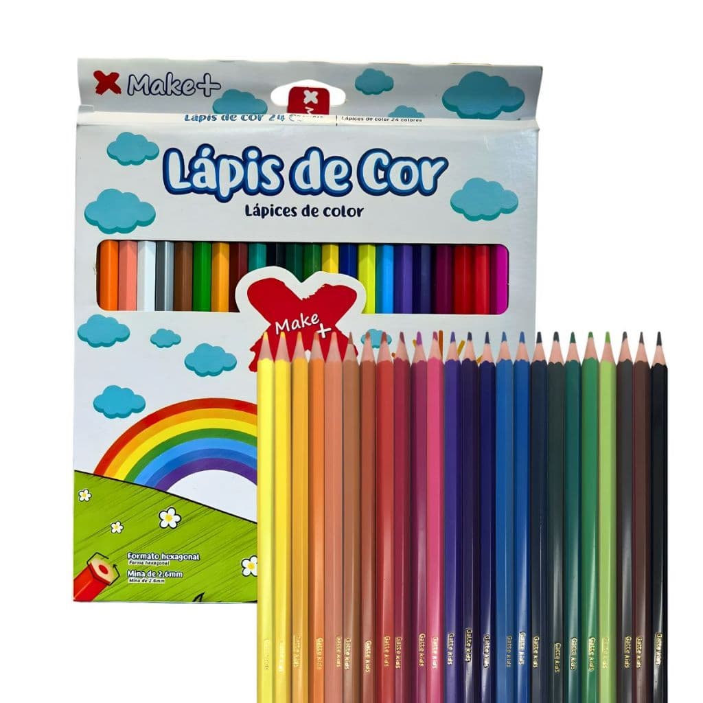 Lápis de Cor 24 Cores 36 Caixas Infantil Escolar Atóxico Hexagonal Make+