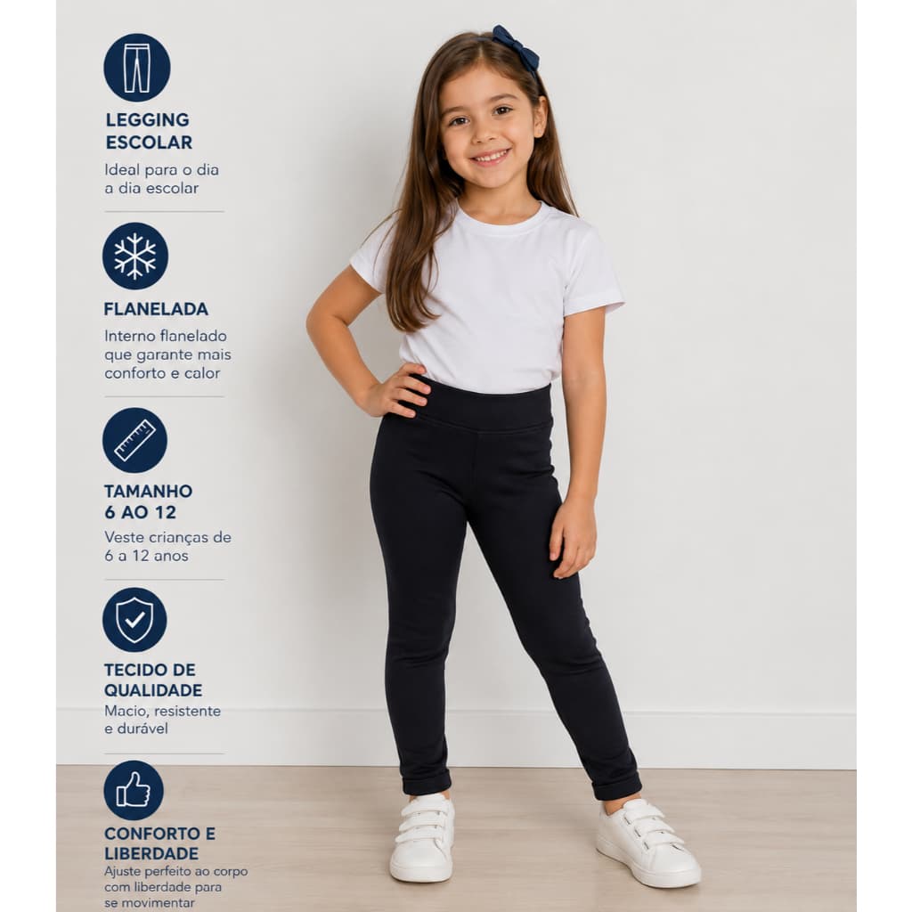 Calça Legging Flanelada Infantil menina escolar