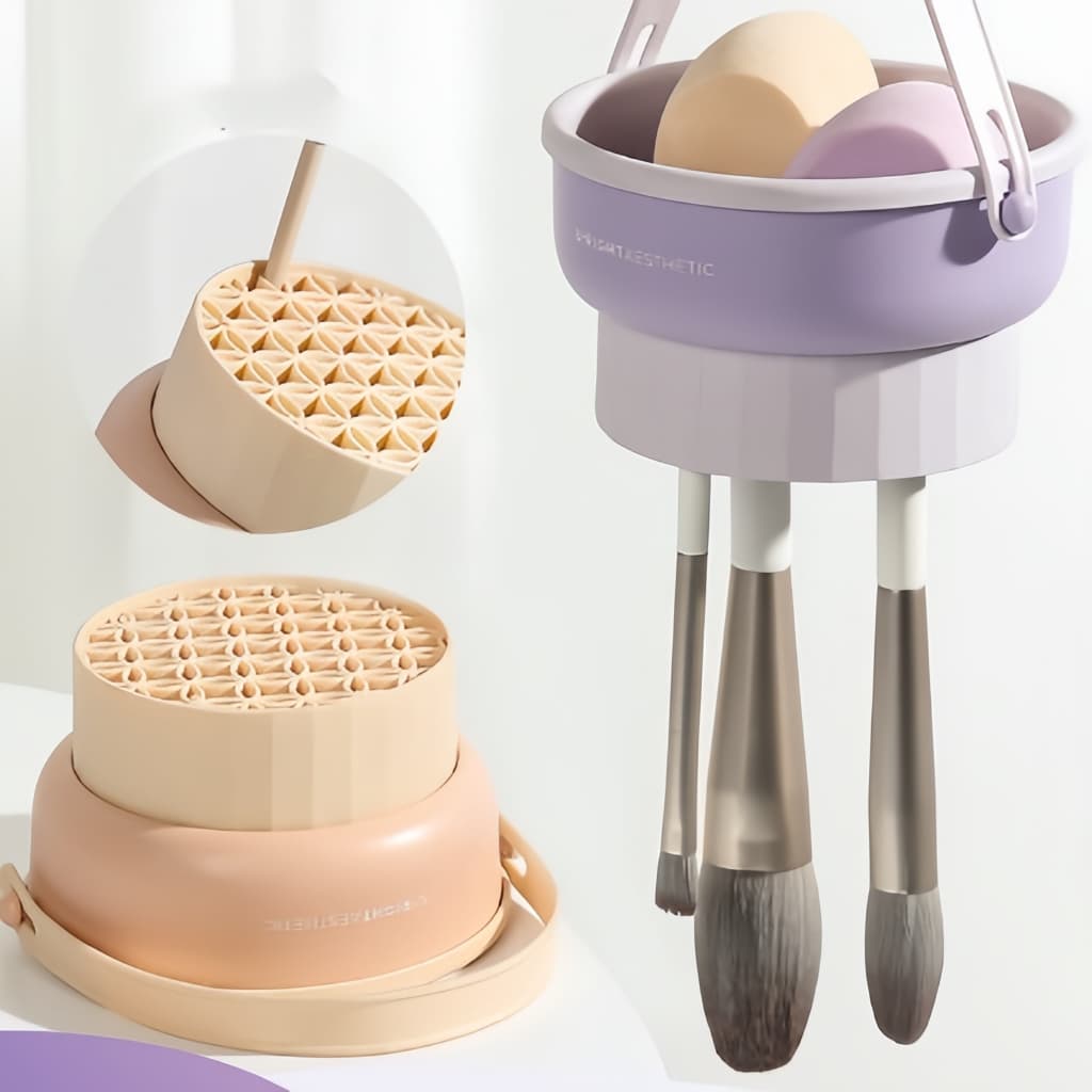 Makeup brush cleaning bowl, washing and drying, silicone scrubber artifact