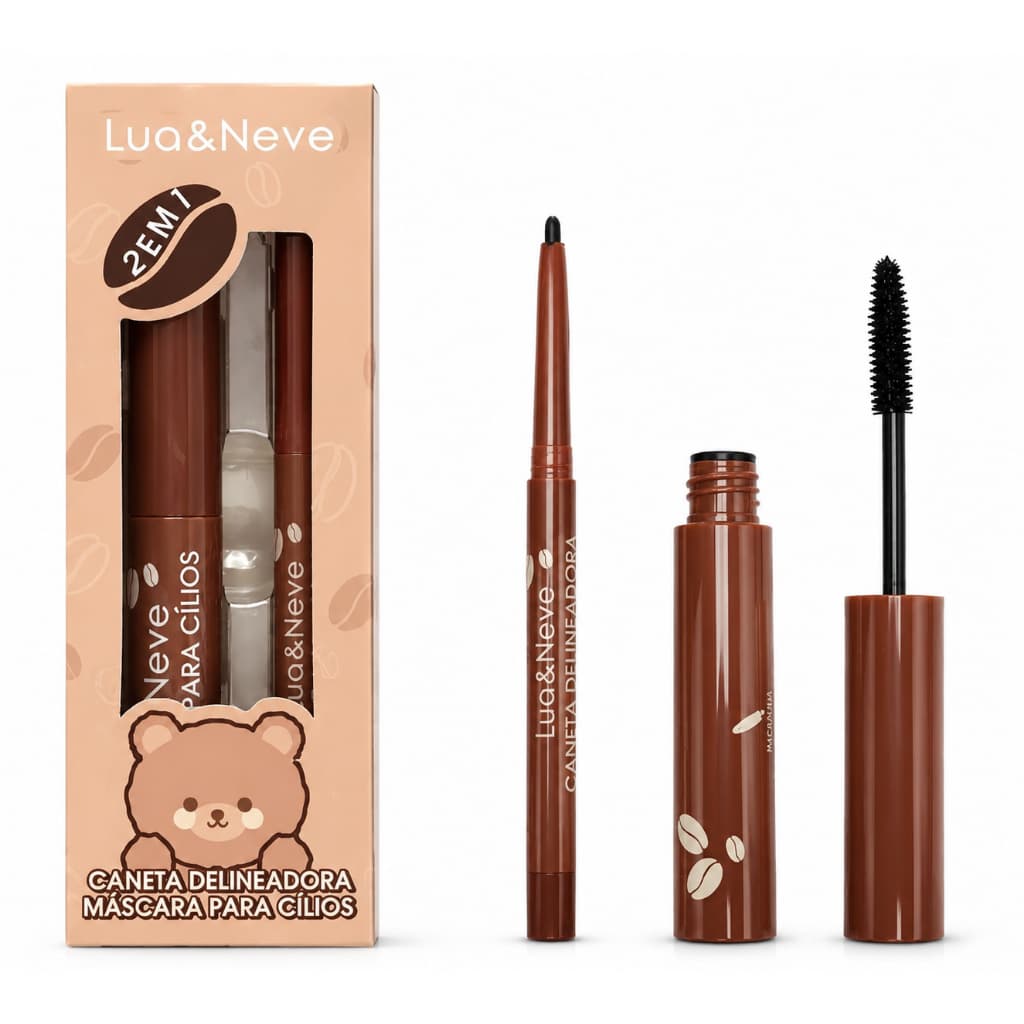 Máscara Para Cílios e Caneta Delineadora Lua & Neve 2 em 1 Cor Preta